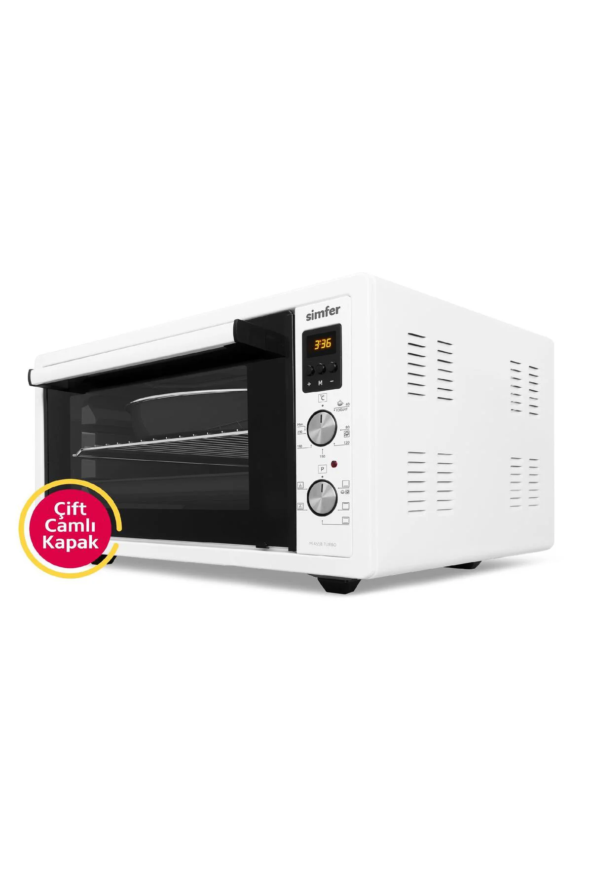 SİMFER M4558 ÇİFT CAM MİDİ FIRIN 45 L TURBO BEYAZ DİJİTAL GÖMÜLEBİLİR LAMBA