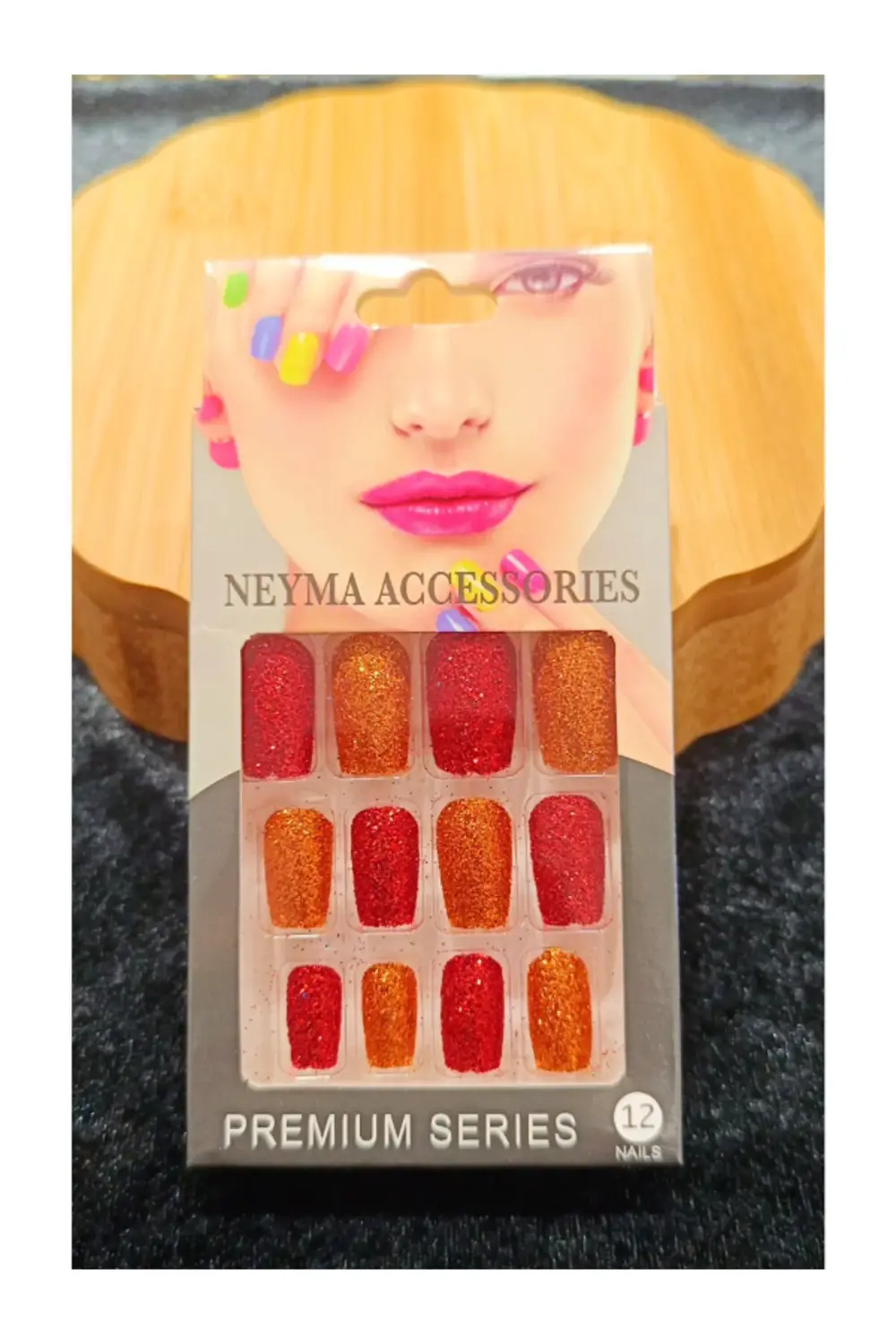 Simli Çift Renk Takma Tırnak