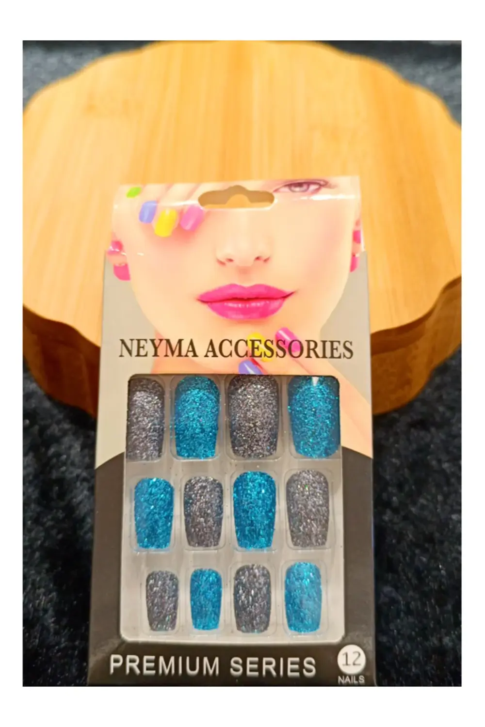 Simli Çift Renk Takma Tırnak