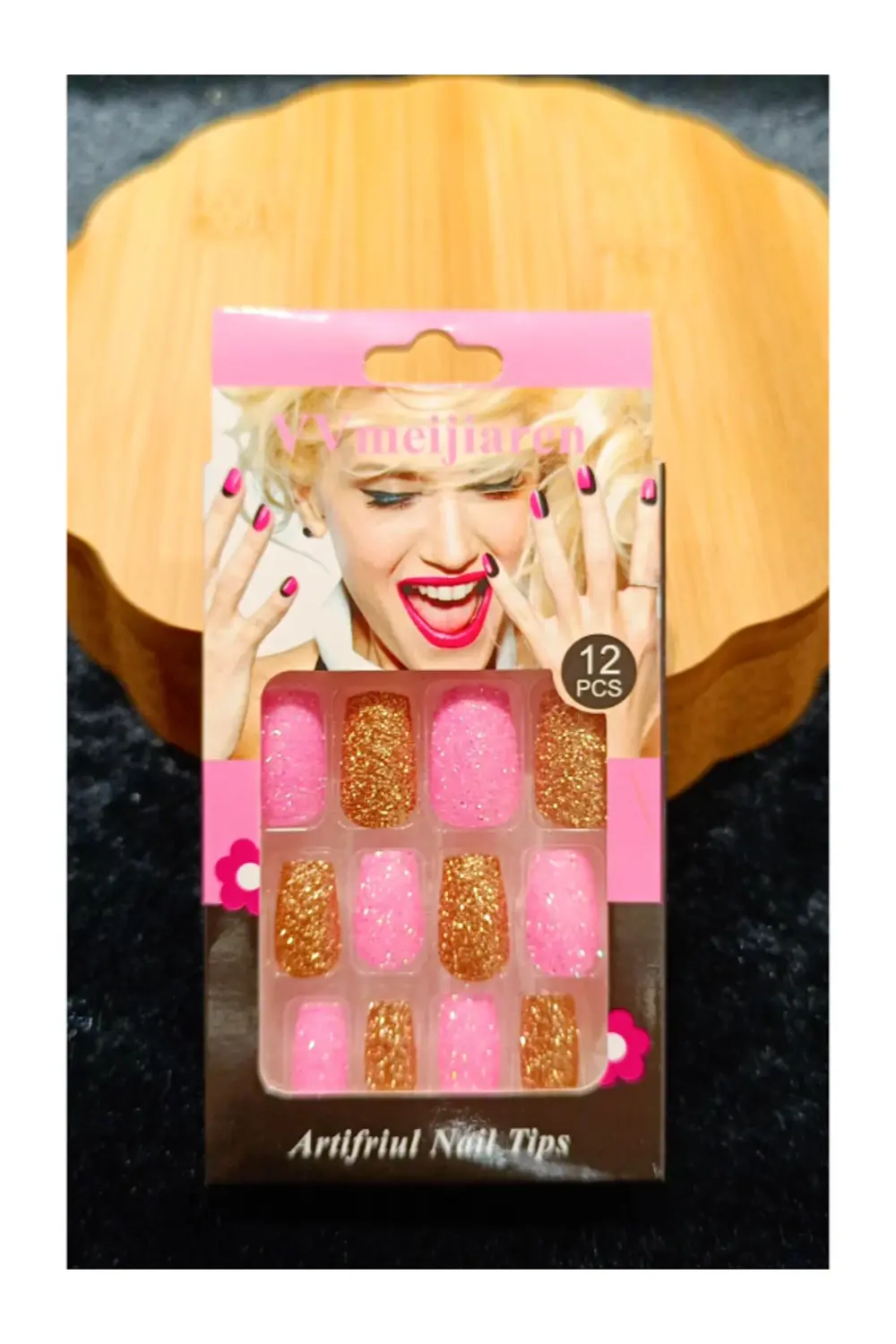 Simli Çift Renk Takma Tırnak