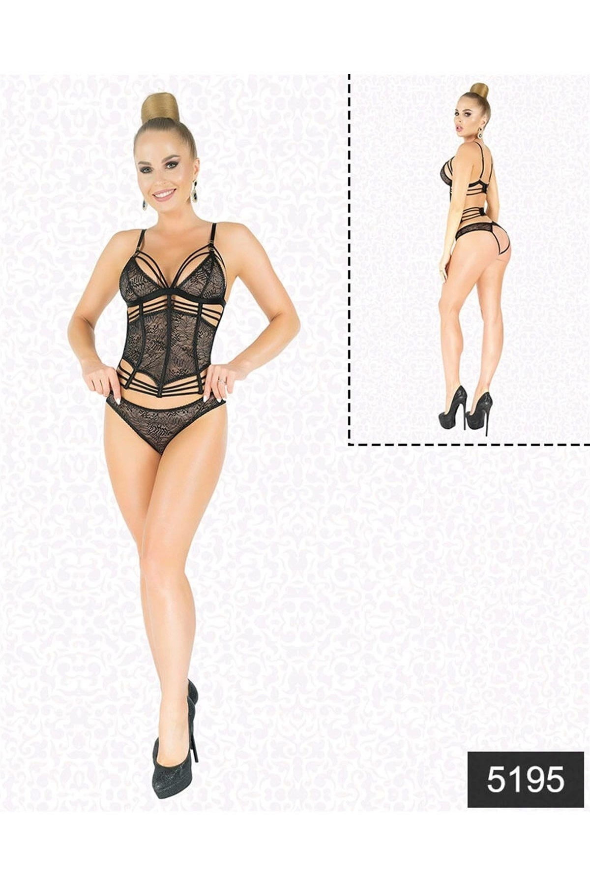 Aria's Closet Simli Dantel Büstiyer Takım