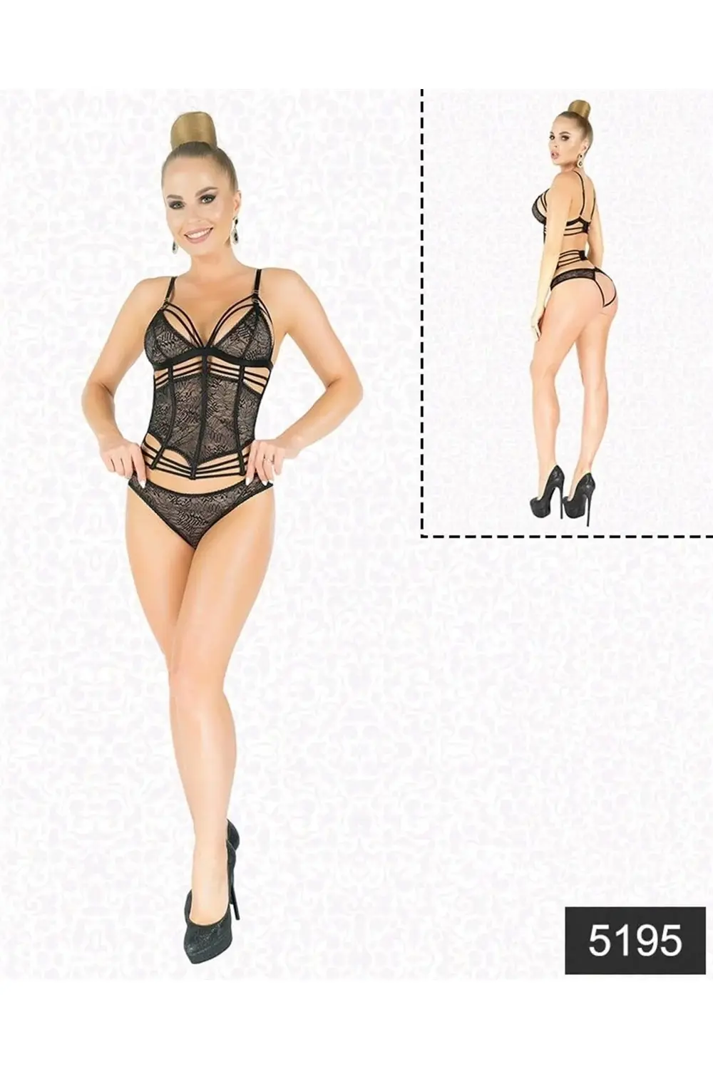 Simli Dantel Büstiyer Takım