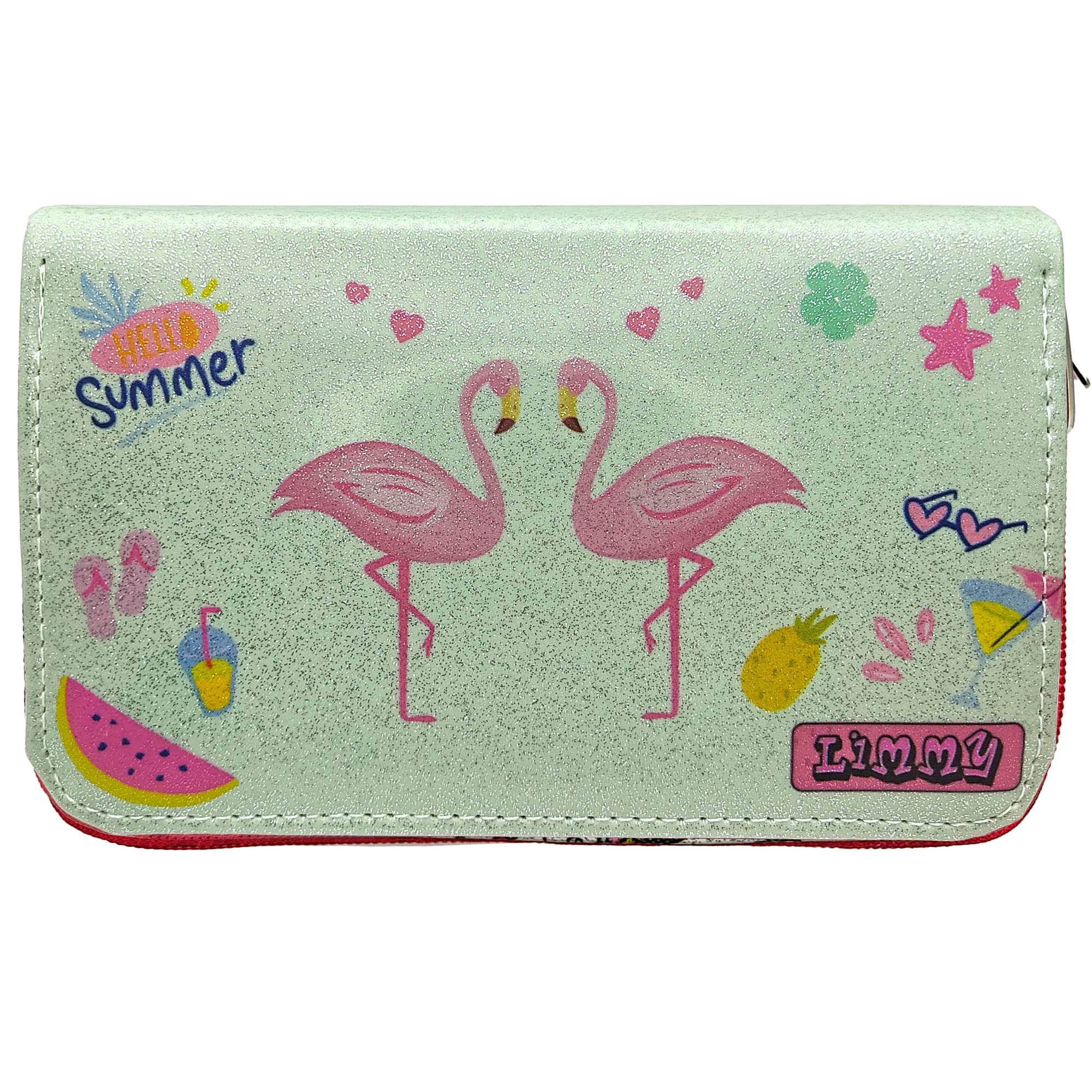 Simli Işıltılı Kuğu Flamingo Kalem Kutusu Vegan Deri Kalemkutu Üç