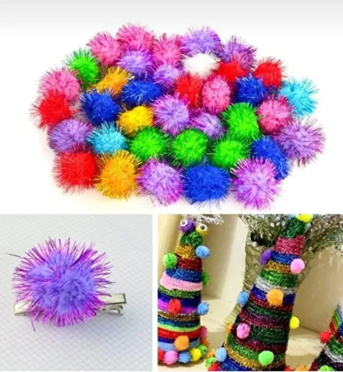 Simli Ponpon 3 cm 50 Adet Karışık Renk Pon Pon Okul Etkinliği Simli Ponpon 3 cm 50 Adet Karışık Renk Pon Pon Okul Etkinliği