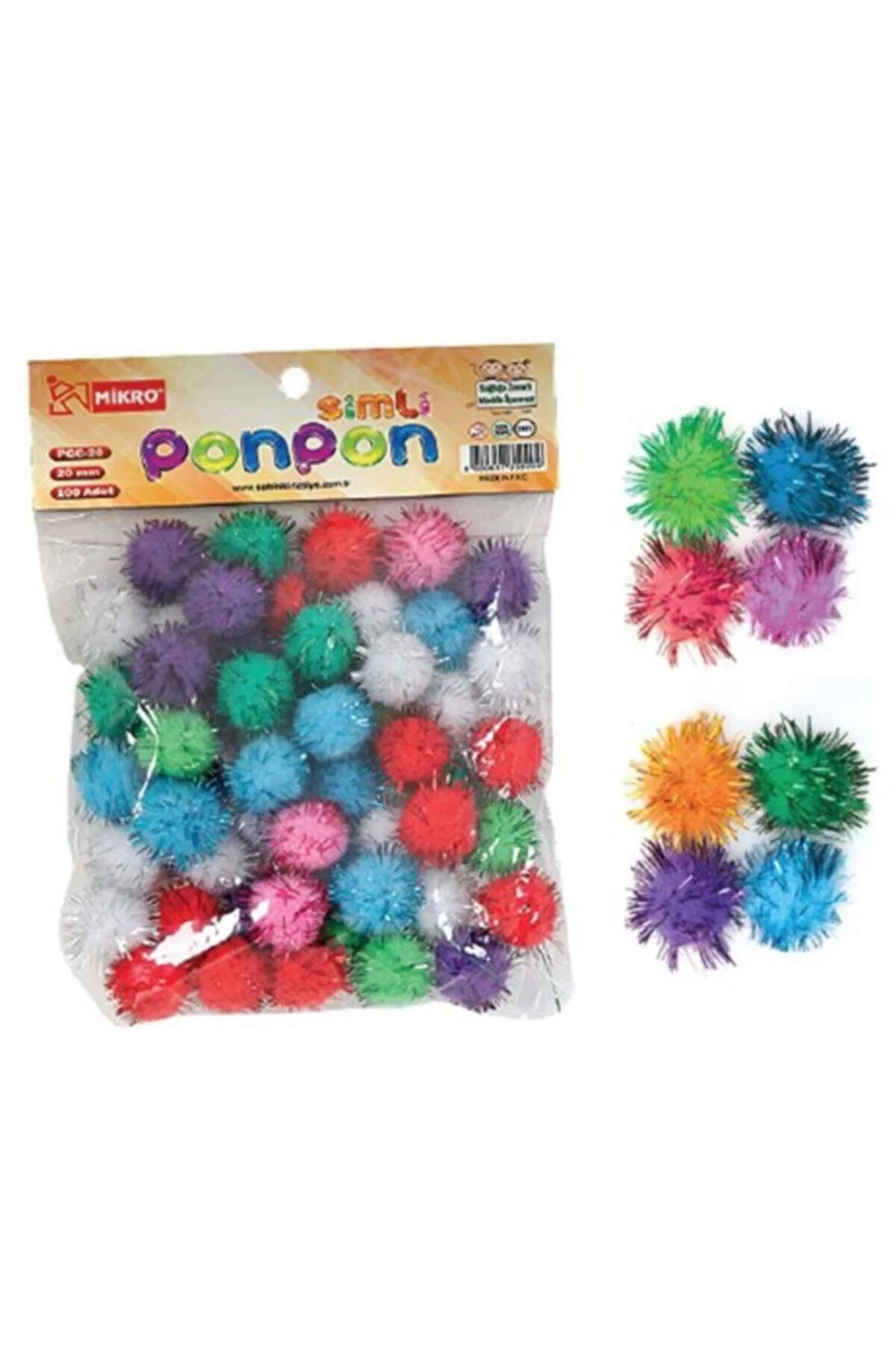 Simli Ponpon Set 20 mm 100'lü Pgc-20*12