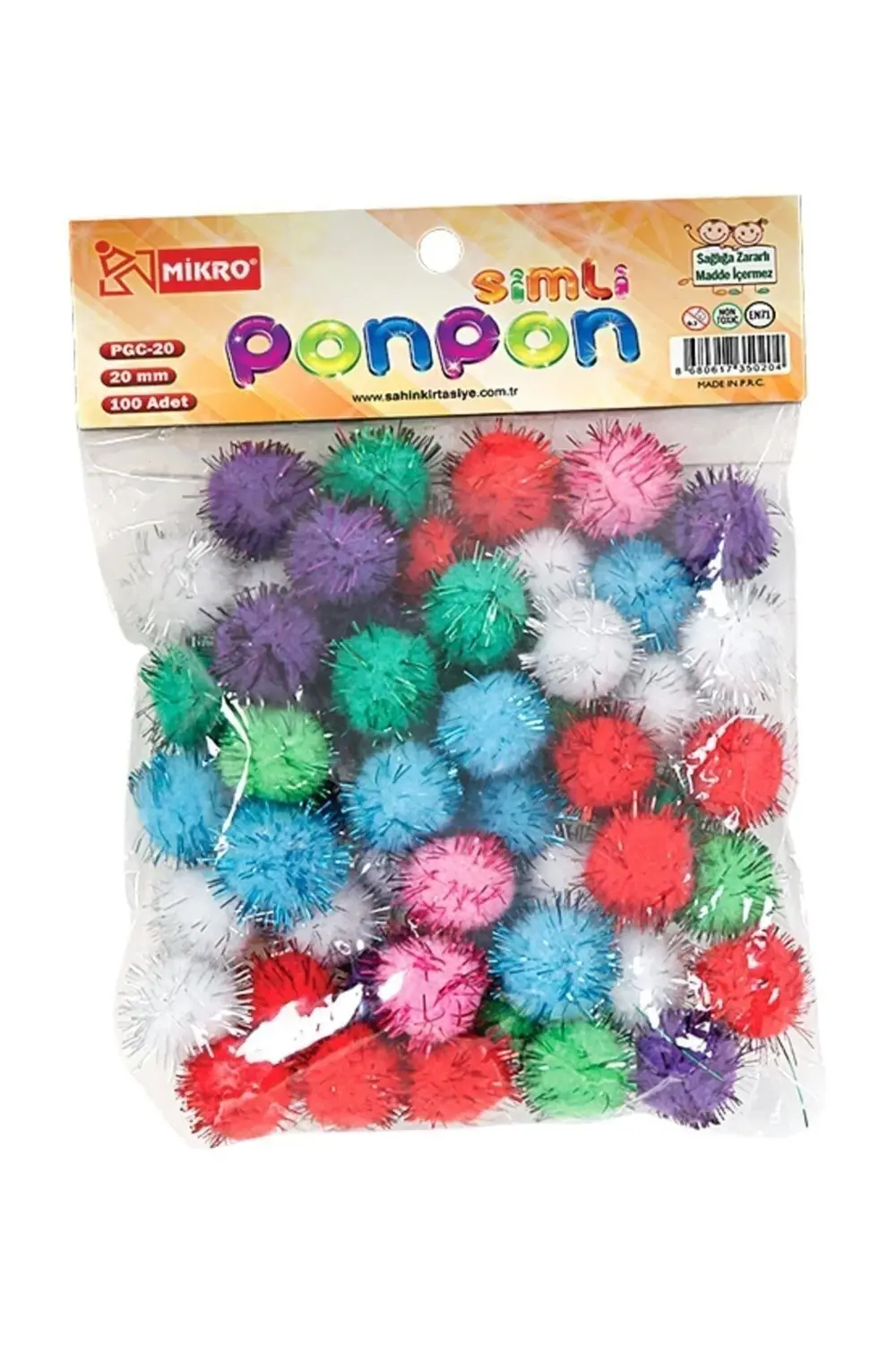 Simli Ponpon Set 20 mm 100'lü Pgc-20*12