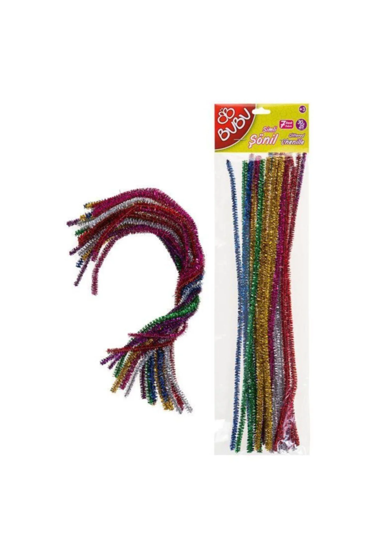 Simli Şönil 30cm 7 Renk 25`li