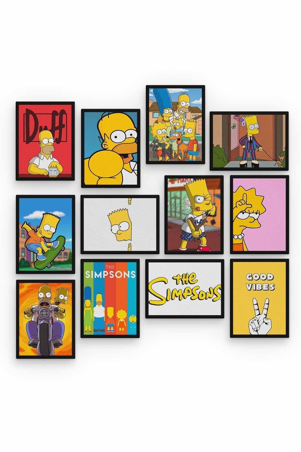 Simpson 12 Parça Ahşap Mdf Tablo Zlltb390