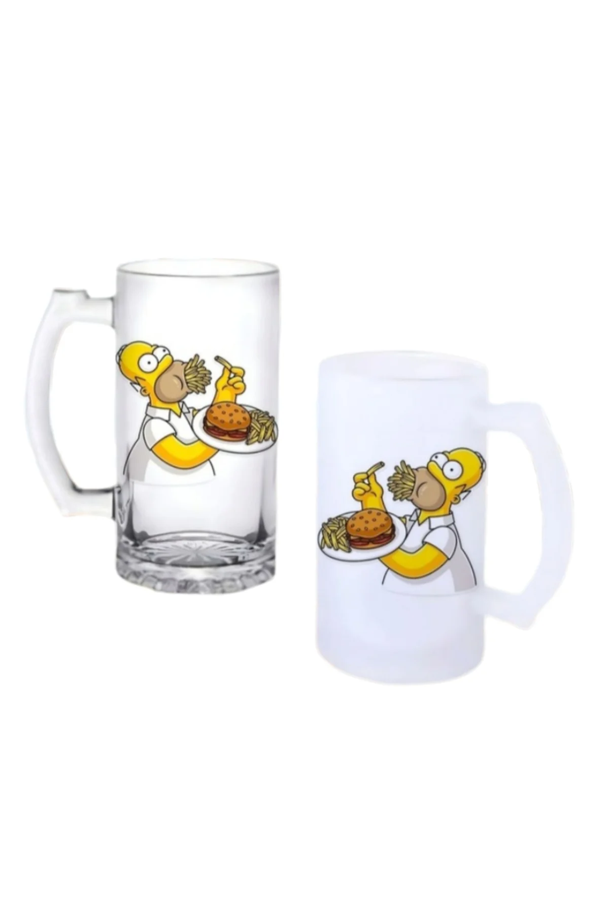 Simpson Fast Food Kulplu Bira Bardağı Buzlu veya Şeffaf Seçenekli