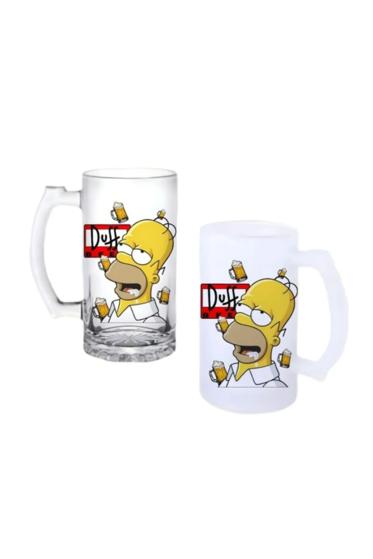 Simpsons Duff Kulplu Bira Bardağı Buzlu veya Şeffaf Seçenekli 020