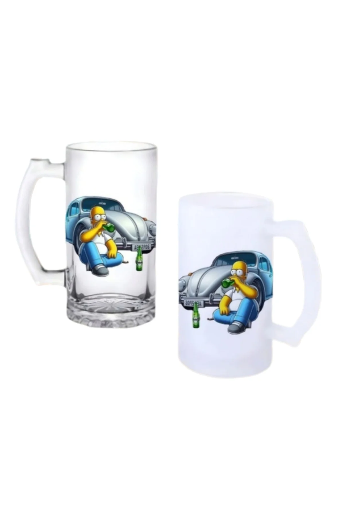 Simpsons Kulplu Bira Bardağı Buzlu veya Şeffaf Seçenekli 0208