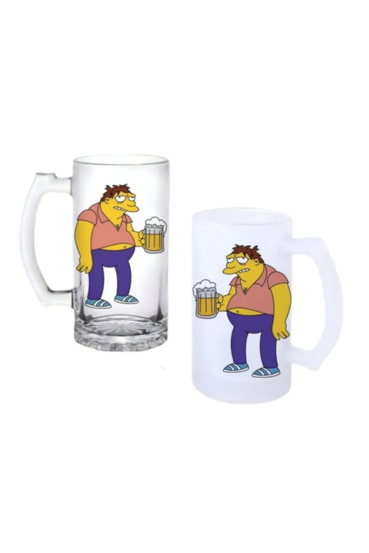 Simpsons Kulplu Bira Bardağı Buzlu veya Şeffaf Seçenekli 0205