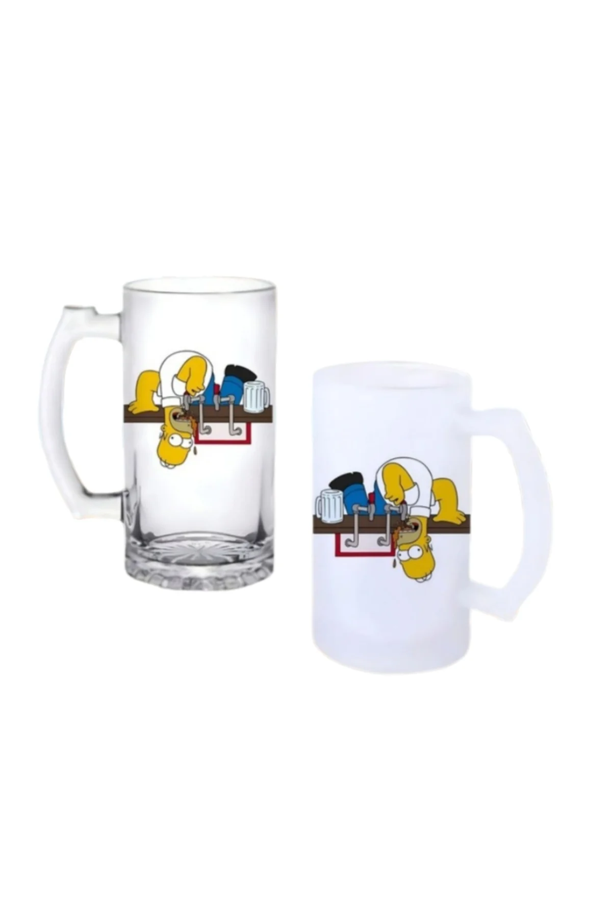 Simpsons Kulplu Bira Bardağı Buzlu veya Şeffaf Seçenekli 0207