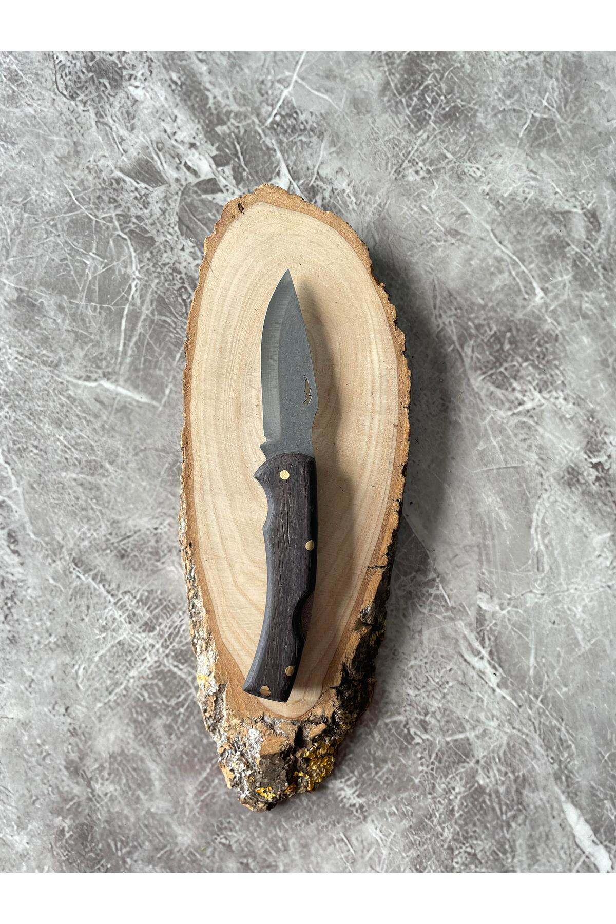 Şimşek Desenli Kamp Çakısı – Venge Kabze – 6,5 cm Namlu – Sırttan