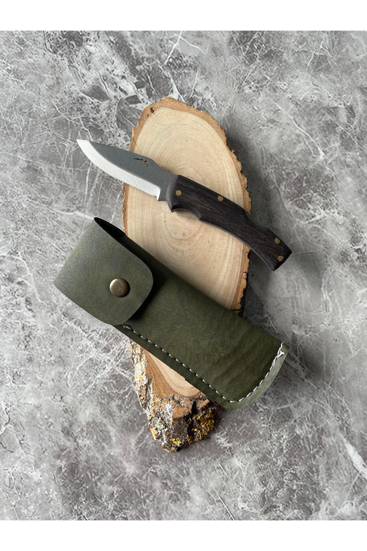 Şimşek Desenli Kamp Çakısı – Venge Kabze – 6,5 cm Namlu – Sırttan