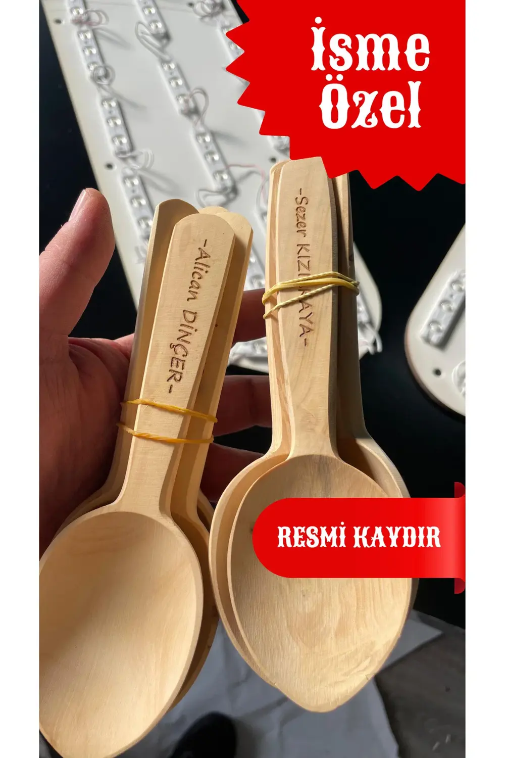 Şimşir Oyun Kaşığı (4 Adet) - İsme Özel Sipariş