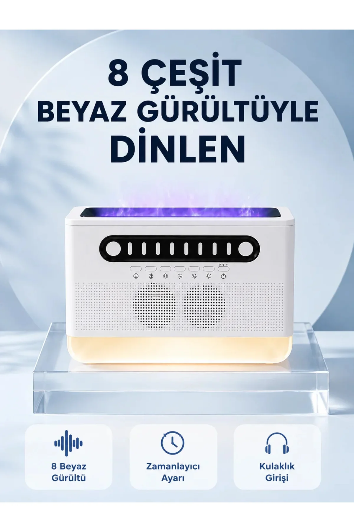Simüle Alev Efektli Kablosuz Hoparlör Zamanlayıcılı Gece Lambası Simüle Alev Efektli Kablosuz Hoparlör Zamanlayıcılı Gece Lambası