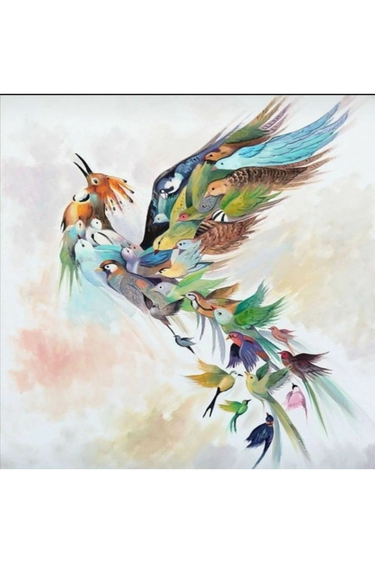 Simurg Kuşu Sayılarla Boyama Seti Çerçeveli Kasnaklı 40 x 50 cm