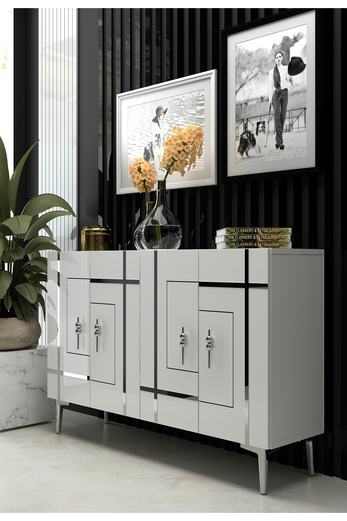 Cantek Dizayn Sinact (Km120) Konsol Beyaz-Gümüş