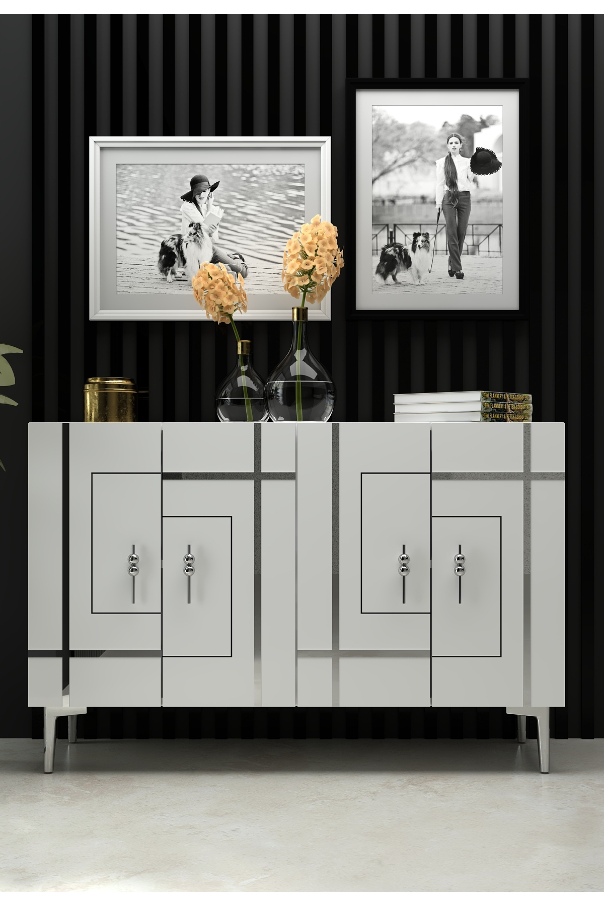 Cantek Dizayn Sinact (Km120) Konsol Beyaz-Gümüş