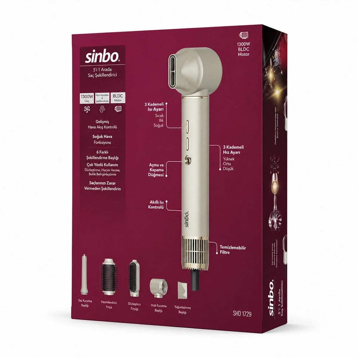 Sinbo Air Brush Saç Şekillendirme Cihazı - 5 Başlıklı - Rose Gold Renk Fiyatı, Yorumları ve Özellikleri