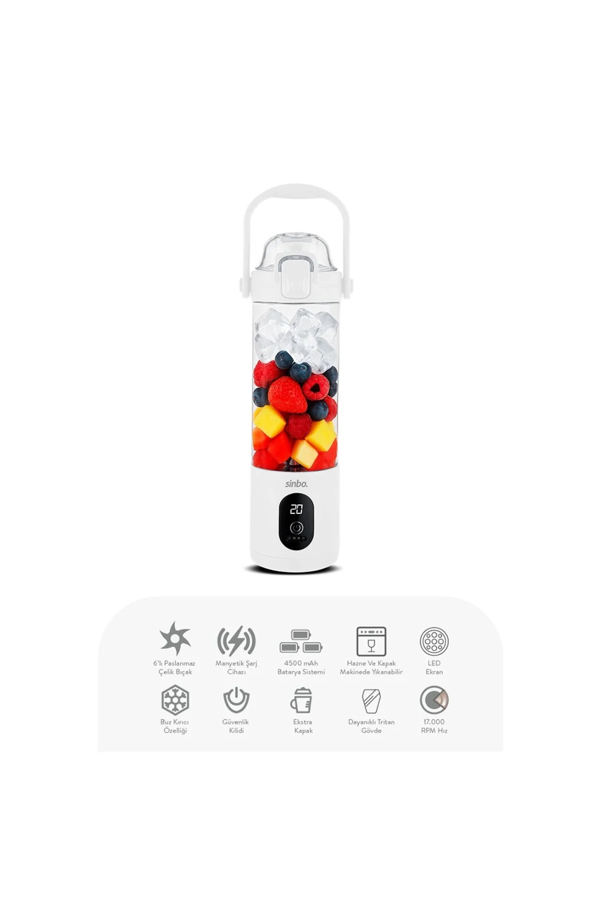 Sinbo Şarjlı Smoothie Blender - Taşınabilir - 700 ml Kapasite Sinbo Şarjlı Smoothie Blender - Taşınabilir - 700 ml Kapasite