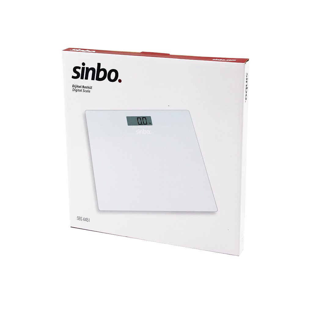 SİNBO SBS-4451 DİJİTAL - PİLLİ BEYAZ CAM BANYO BASKÜL TERAZİ TART