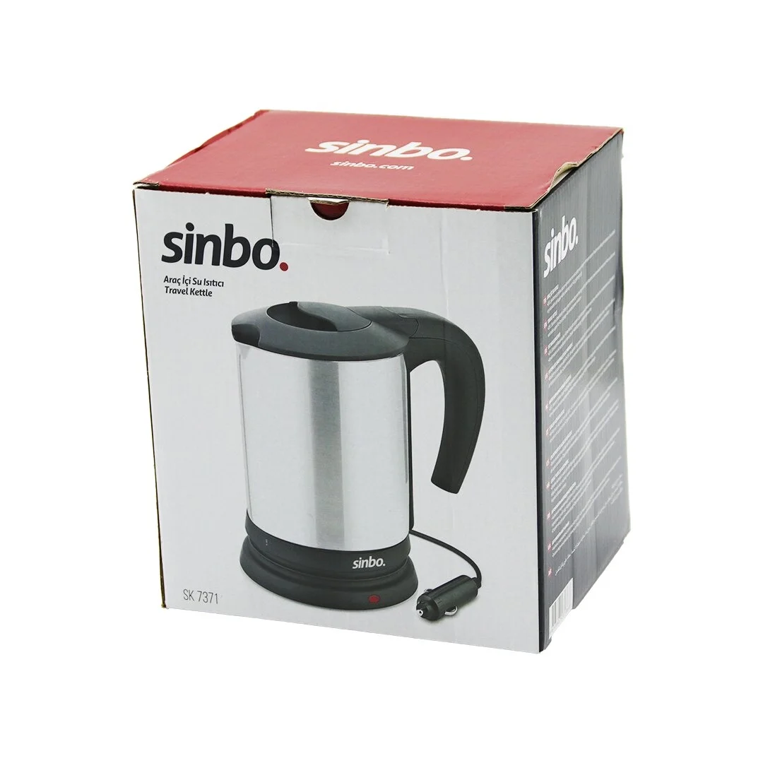 Sinbo Sk-7371  12v  Araç İçi Kettle  Paslanmaz Çelik  Su Isıtıcısı  0.8lt   120w   Çakmaklık Fişli   Plastik Kapak - Kulp Bx40