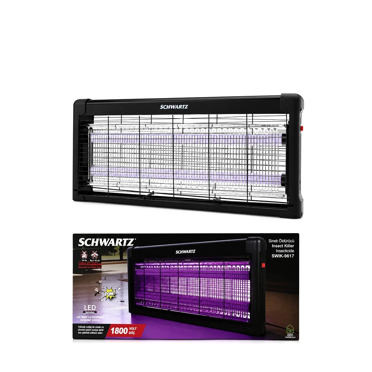 Sinek Öldürücü Cız Cihazı Makine 2pcs Led Floresan 100m2 Etkili 1800v 54x23.5cm Swık-9617 Bx40 Fiyatı, Yorumları ve Özellikleri