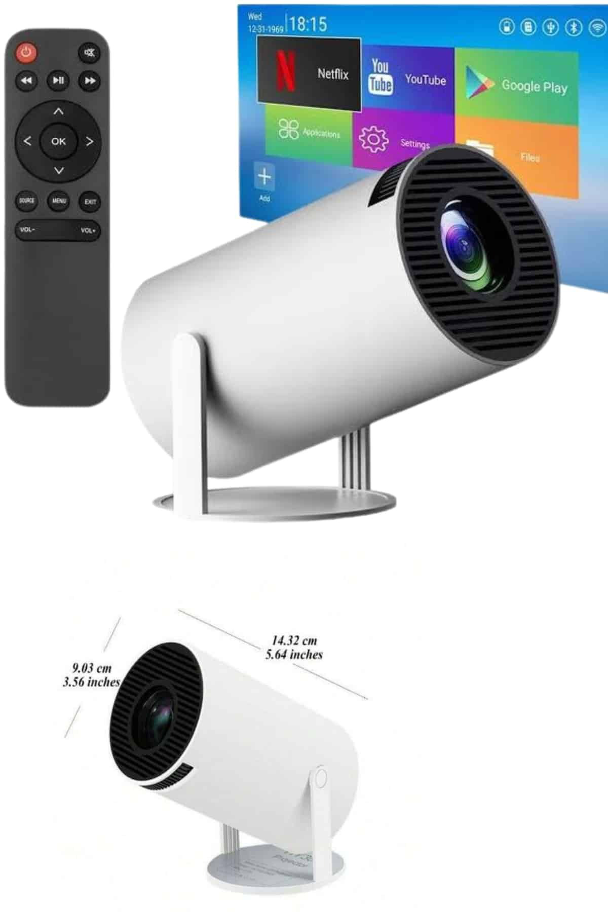 Sinema Projektörü Android HDMI USB WİFİ Ses Çıkışlı Ayaklı Projek