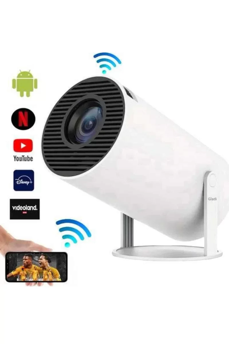 Sinema Projektörü - Android HDMI USB WiFi Ses Çıkışlı Taşınabilir 720P 120 Lümen