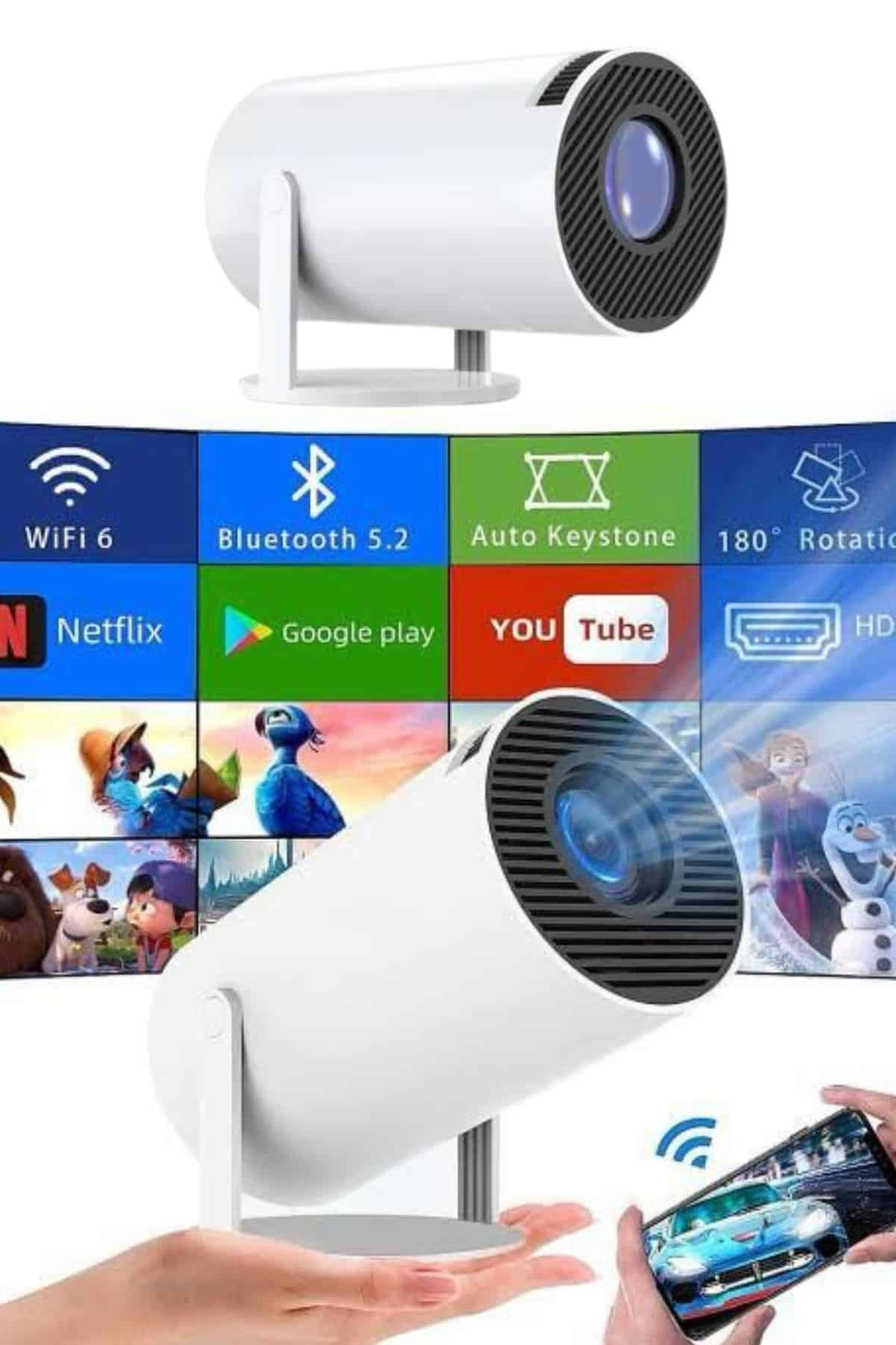 Sinema Projektörü Android HDMI USB WİFİ Ses Çıkışlı Ayaklı Projek