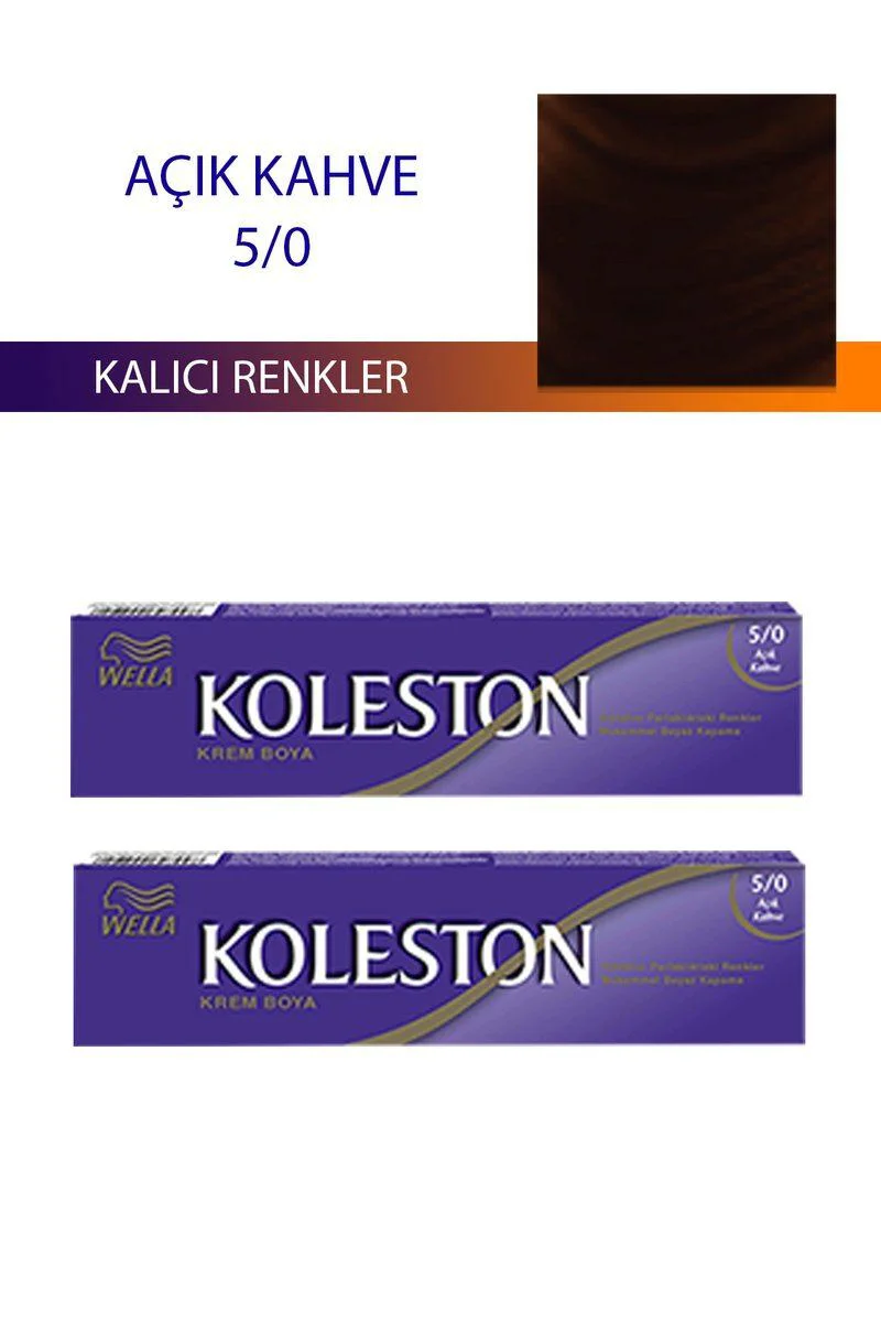 Single Tüp Saç Boyası Açık Kahve 5/0 - 2'li Paket | Wella Koleston ile Uyumlu %100 Beyaz Kapama Single Tüp Saç Boyası Açık Kahve 5/0 - 2'li Paket | Wella Koleston ile Uyumlu %100 Beyaz Kapama