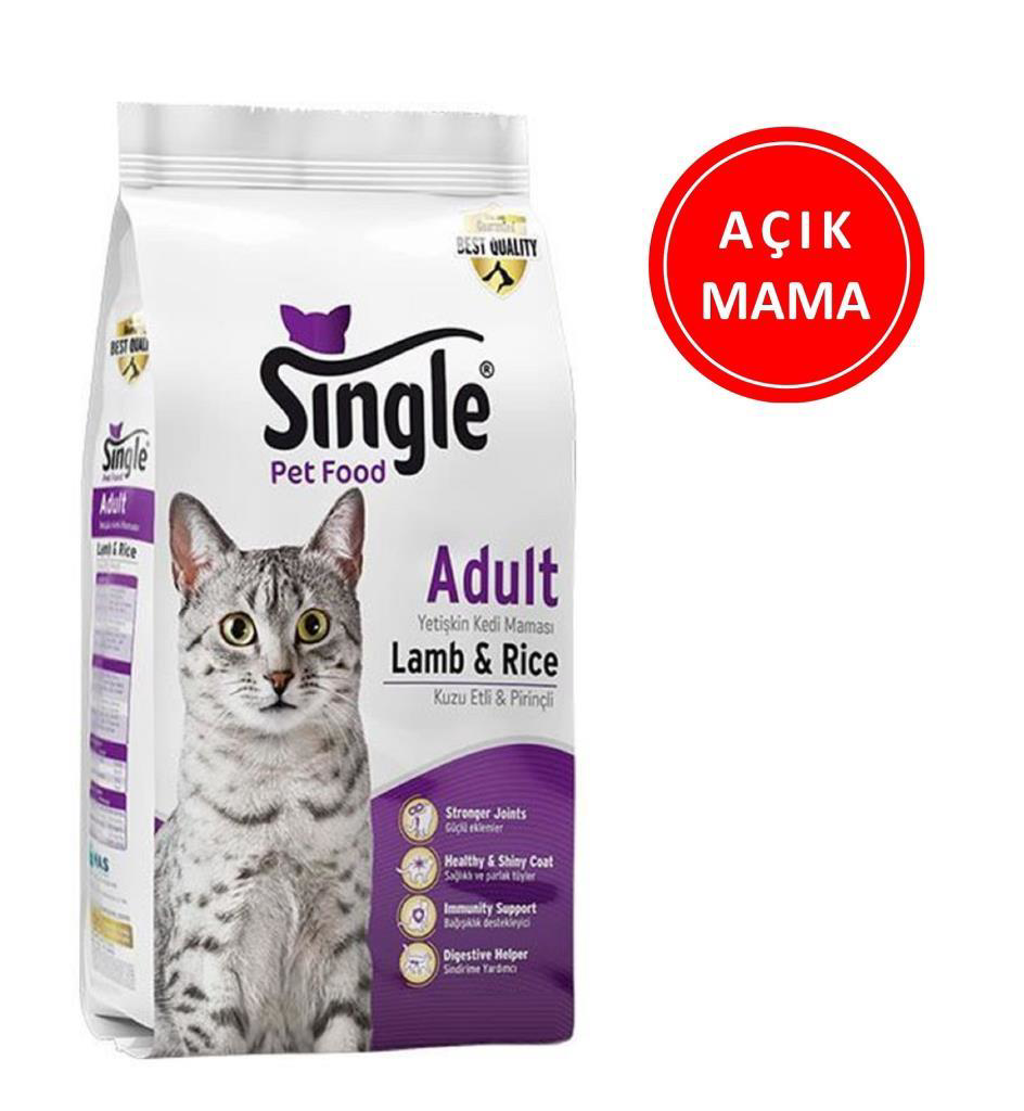 Single Yetişkin Kuzulu Kedi Maması 1 kg AÇIK