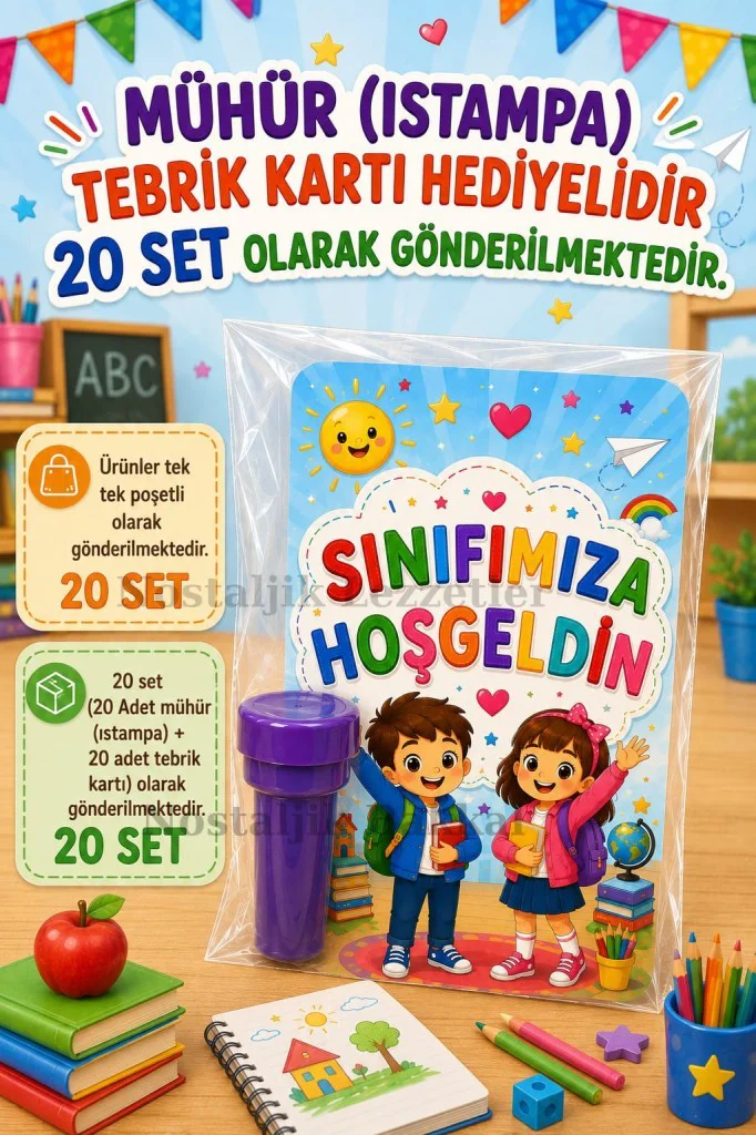 Sınıfımıza Hoşgeldin Yazılı 20 Adet Hediye Seti 1. Sınıf- Sene Ba Sınıfımıza Hoşgeldin Yazılı 20 Adet Hediye Seti 1. Sınıf- Sene Ba