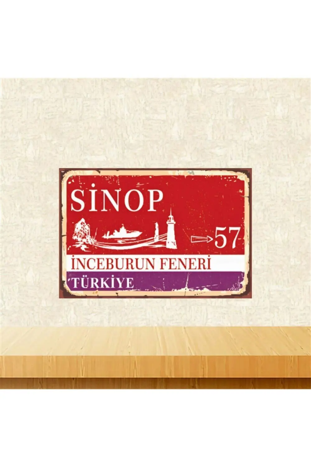 Sinop Inceburun Feneri Retro Ahşap Tablo 20-30 cmTkfx5782