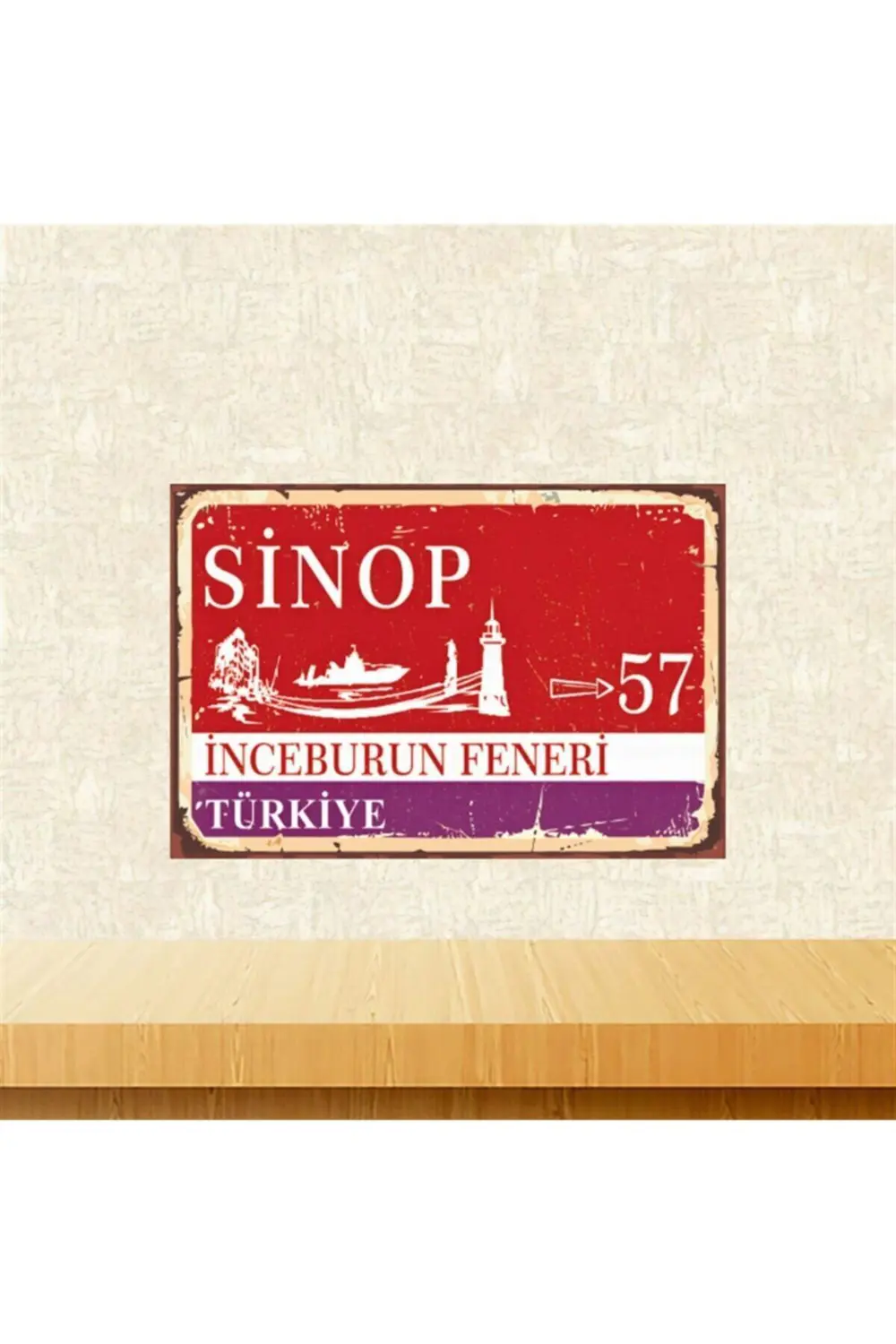 Sinop Inceburun Feneri Retro Ahşap Tablo 20-30 cmTkfx5782