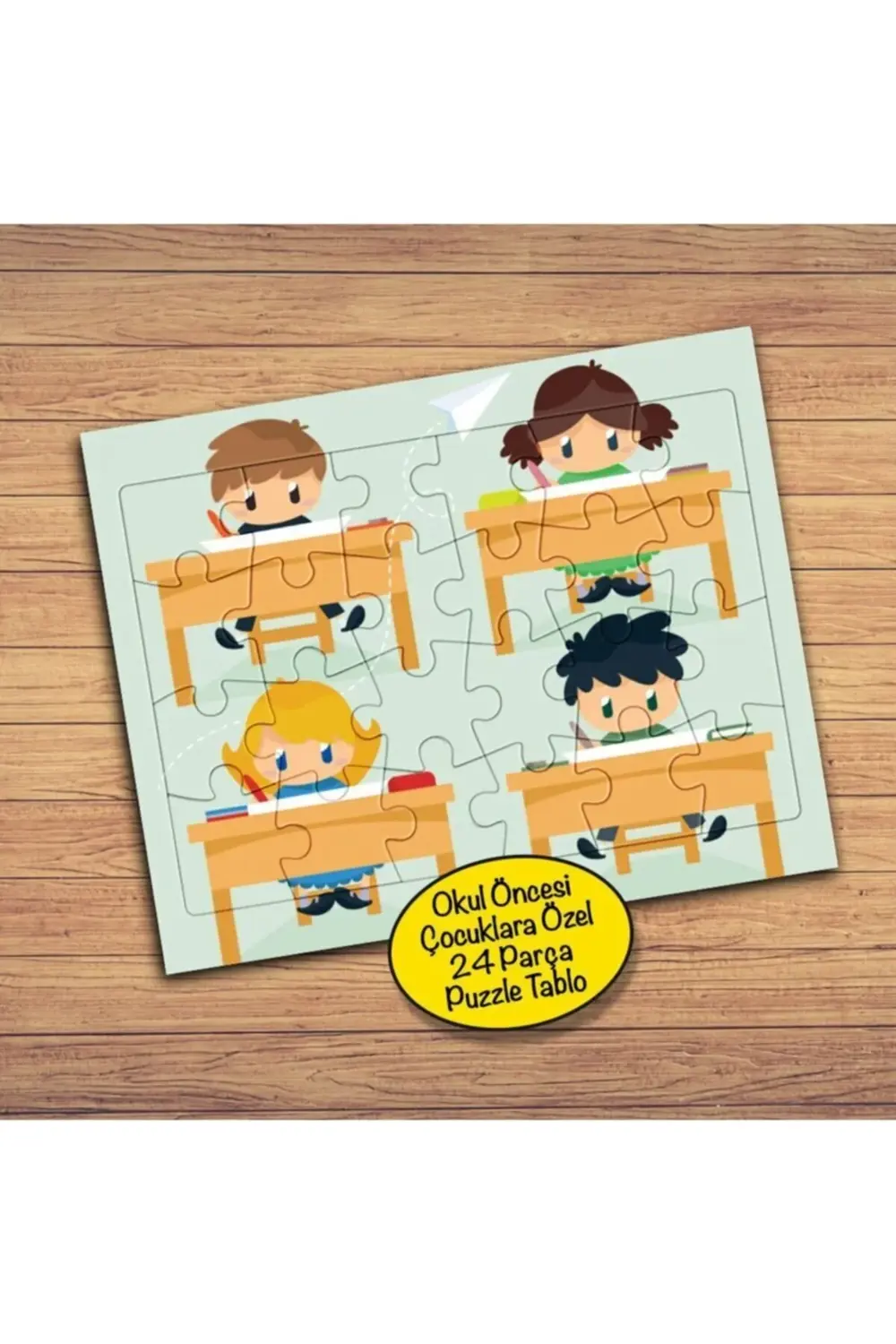 Sıralarda Öğrenciler 24 Parça Çocuklara Özel Yapboz Tablo-544012