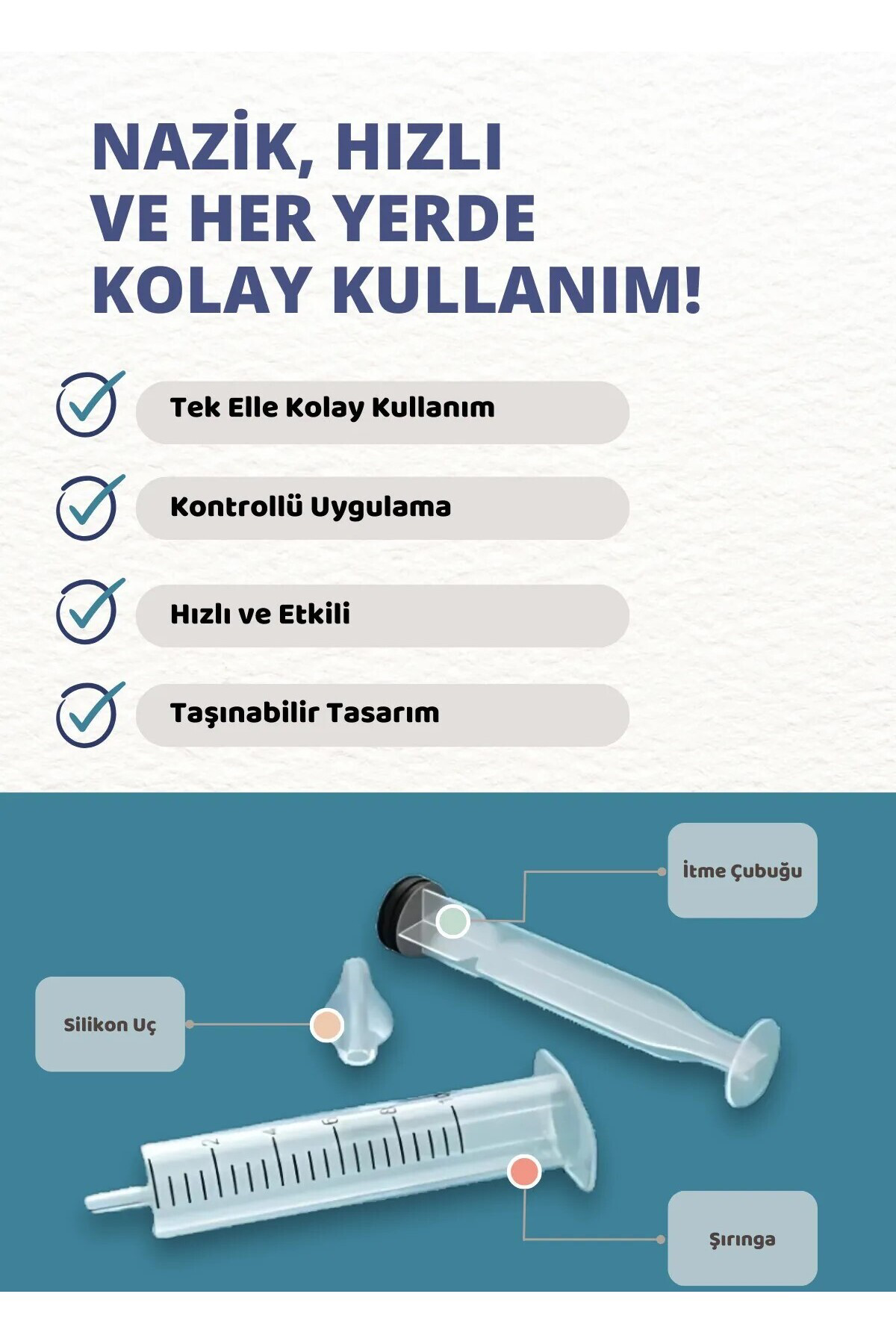 Şırıngalı Burun Aspiratörü Bebek Burun Temizleme Aparatı Şırınga 