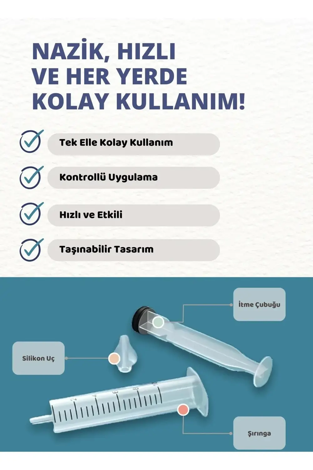 Şırıngalı Burun Aspiratörü Bebek Burun Temizleme Aparatı Şırınga