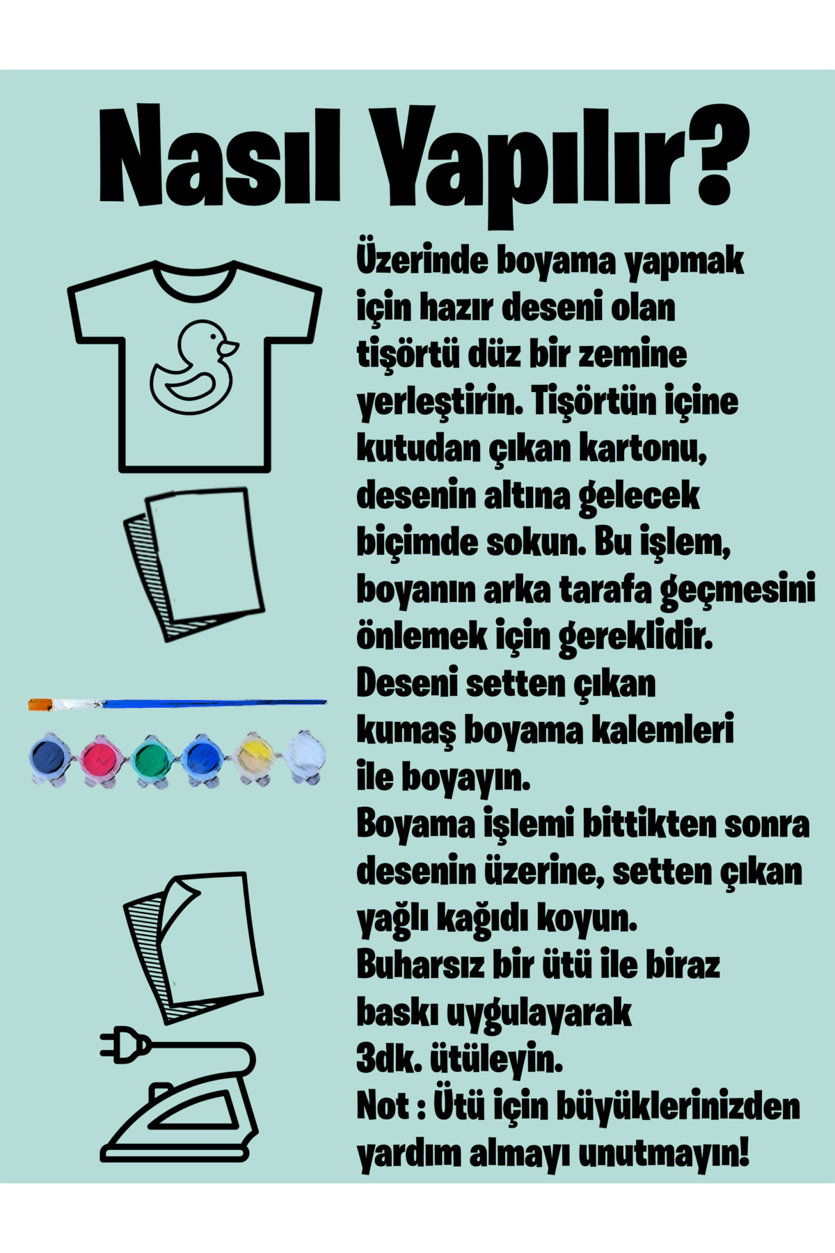 Şirinler Tişört Boyama Seti – Çocuk Full Set Fırçalı, Kreatif Elb