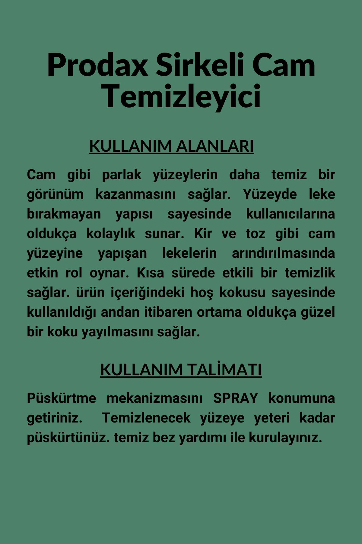 Prodax Sirkeli Cam Ve Parlak Yüzey Temizleyici 750 Ml