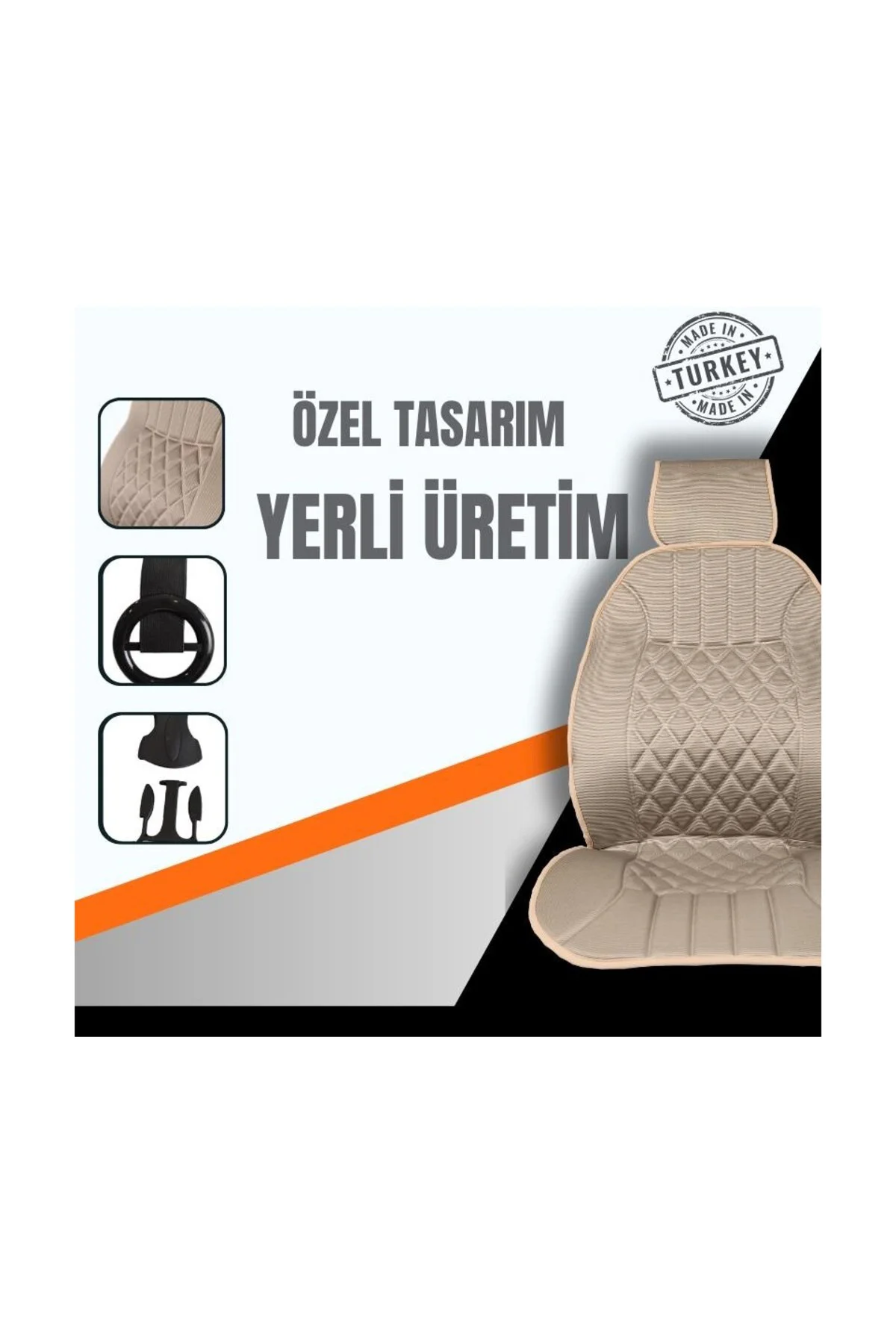Sırt Dayamalı Ön İkili Minder – Bej Desen | Araç İçi Konforu Artıran Modern Minder Seti