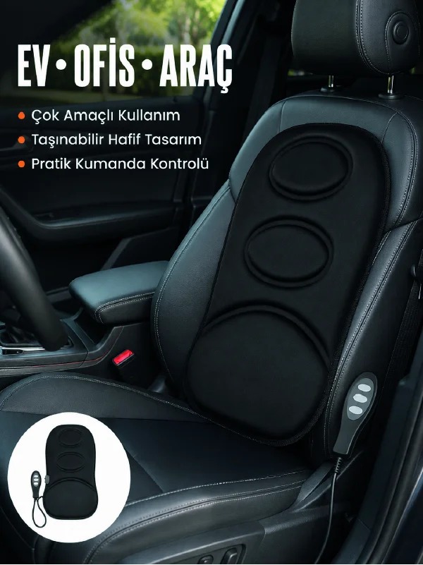 Sırt ve Bel Masaj Minderi Motorlu, Kademeli Şiddet Ayarlı Masaj Koltuğu Pedi