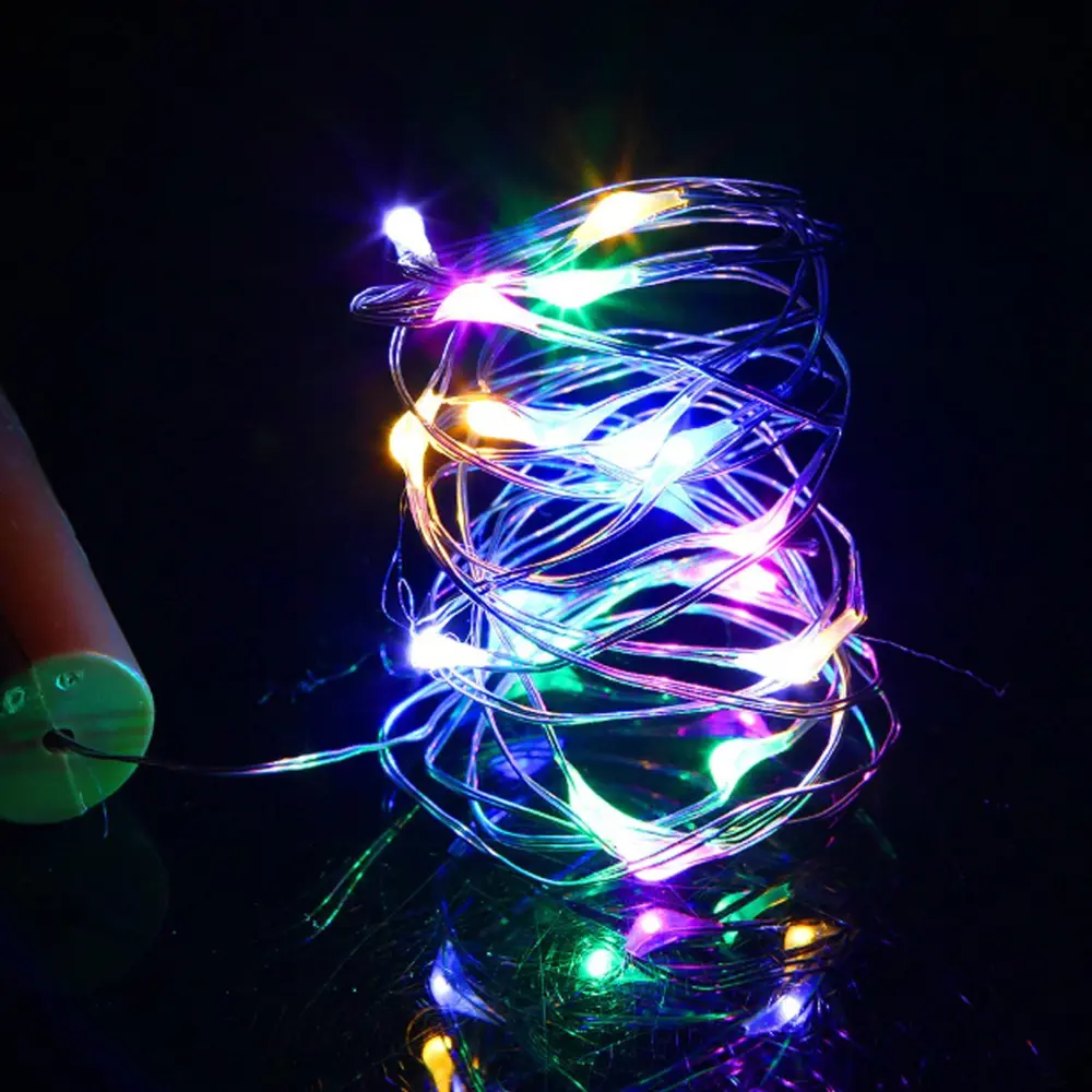 Şişe Mantar Tıpa Şeklinde 2 Metre İnce Tel Pilli RGB Peri Led (47