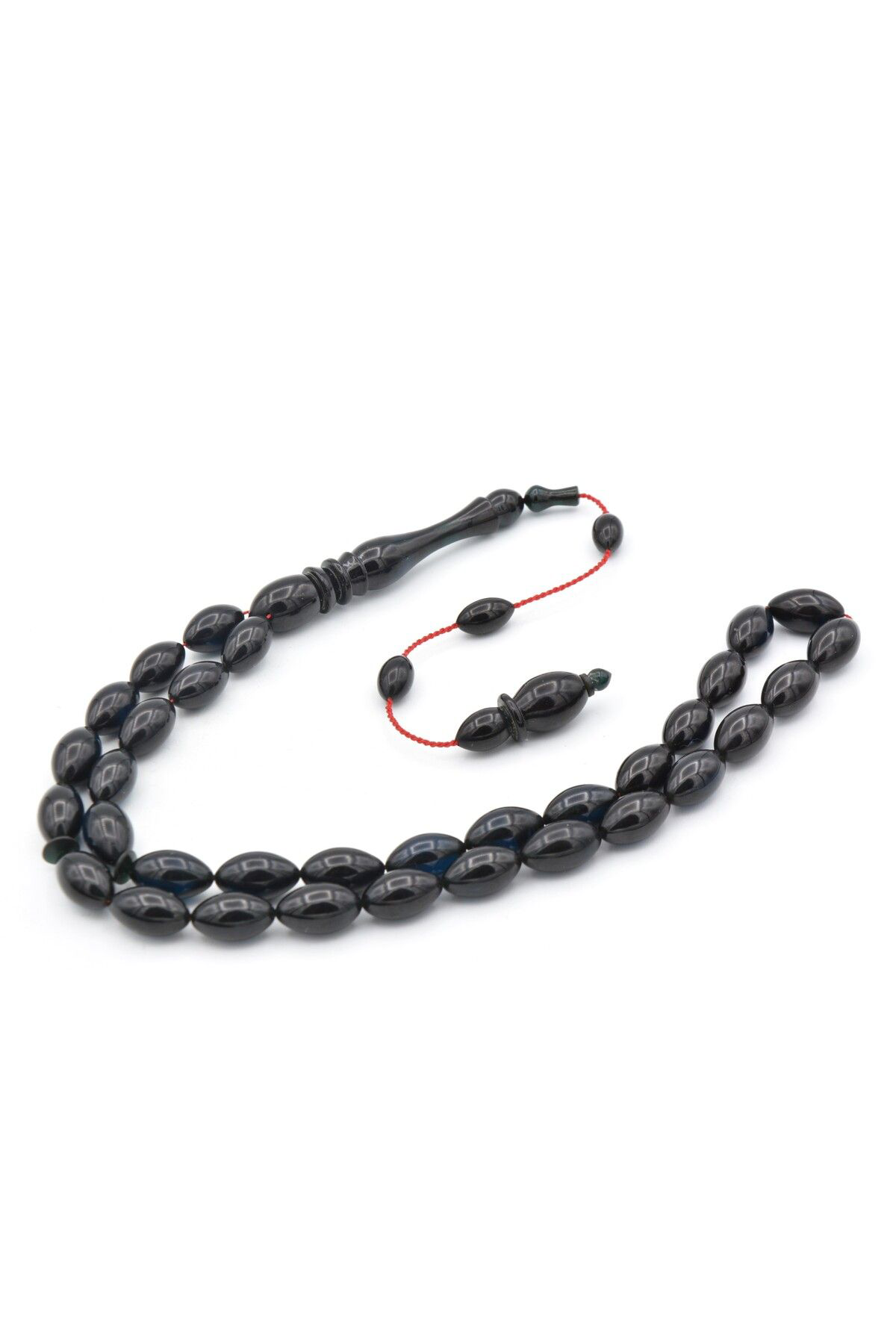 Sistemli Usta Yapımı Kalem Işi Imameli Koyu Lacivert Sıkma Kehribar Tesbih