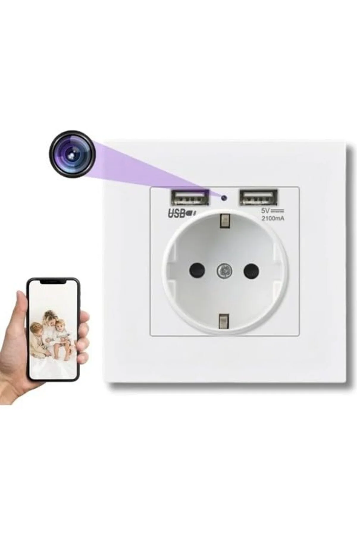 Sıva Altı Priz Görünümlü Gizl1 Kamera Güvenlik Kamerası Bebek Hasta Bakıcı Mini 4k Ultra Hd