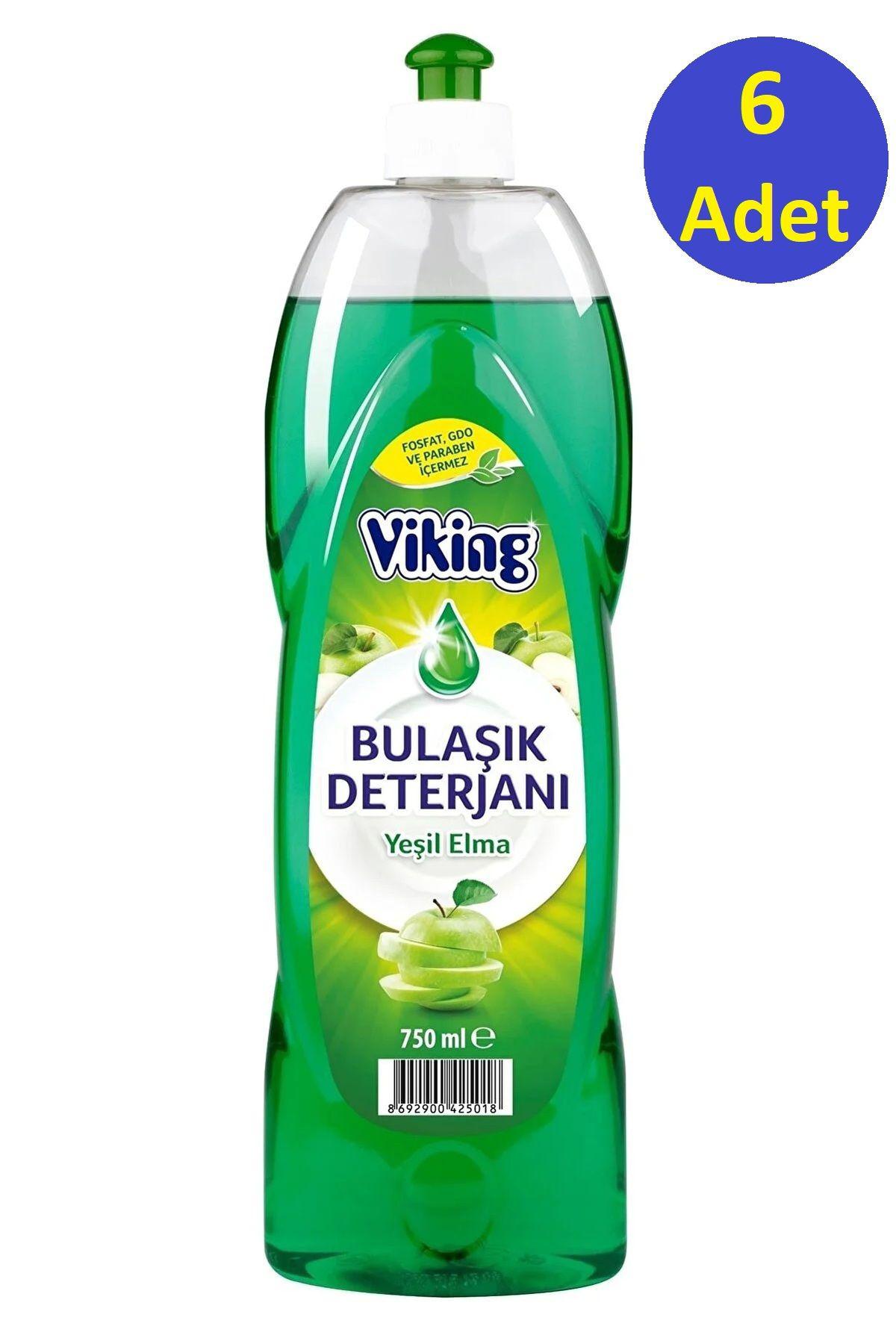 Viking Sıvı Bulaşık Deterjanı Elma Kokulu 750 Ml X 6 Adet