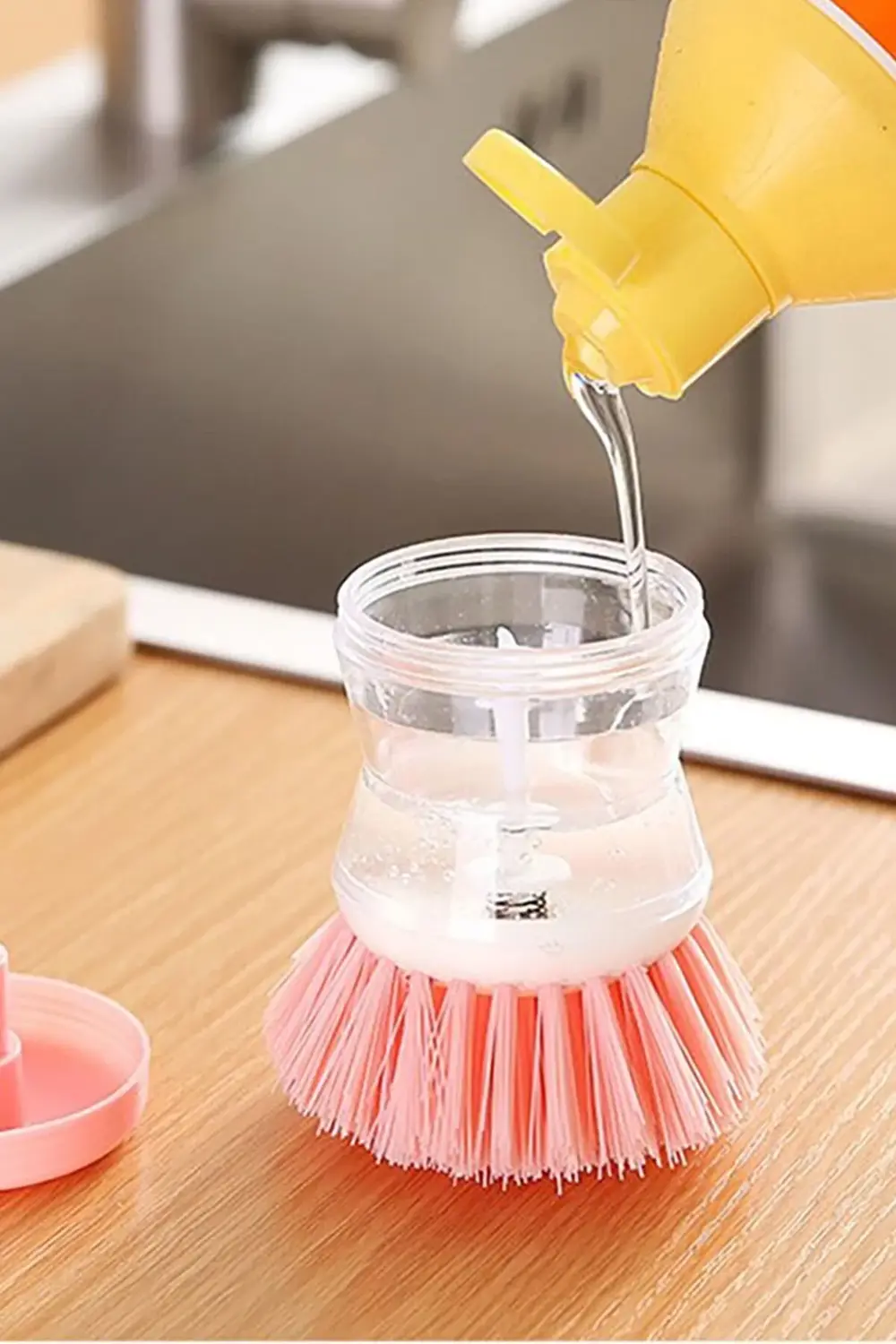 Sıvı Deterjan Hazneli Kolayca Bulaşık Yıkamak I?çin Fırça Bulaşık