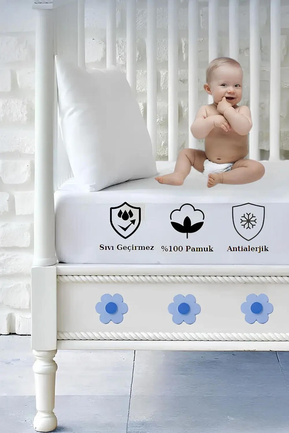 Sıvı Geçirmez Bebek Alezi %100 Pamuk Kumaş Çocuk Alezi, Park Yata